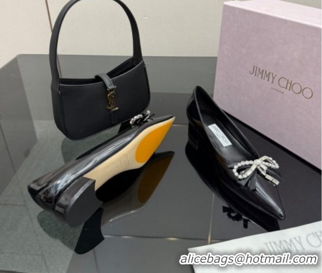 Good Product Jimmy Choo Auria Pumps in Soft Calf Leather with Strass Bow Black 1210074