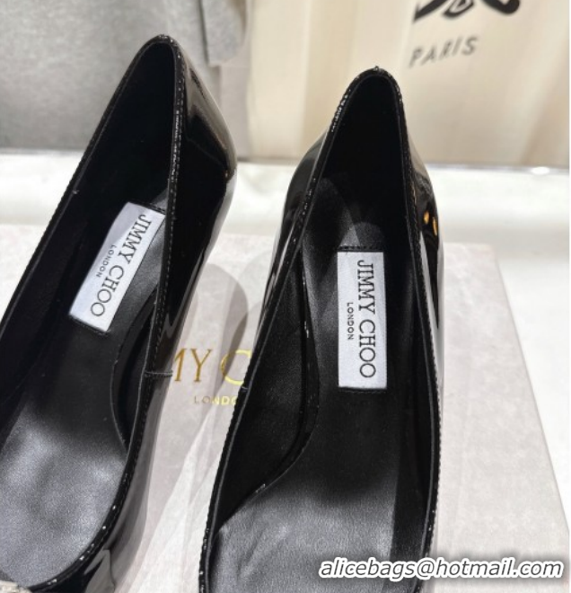 Cheap Price Jimmy Choo Auria Pumps 6.5cm in Patent Leather with Strass Bow Black 1210076