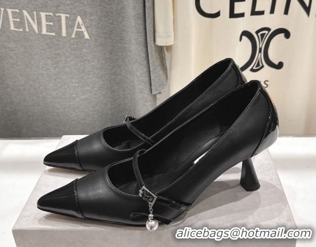 Grade Jimmy Choo Aren Pumps 6.5cm in Lambskin Leather with Pearl Bow Black 1210078