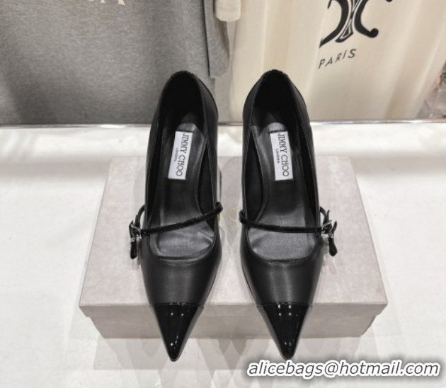 Grade Jimmy Choo Aren Pumps 6.5cm in Lambskin Leather with Pearl Bow Black 1210078