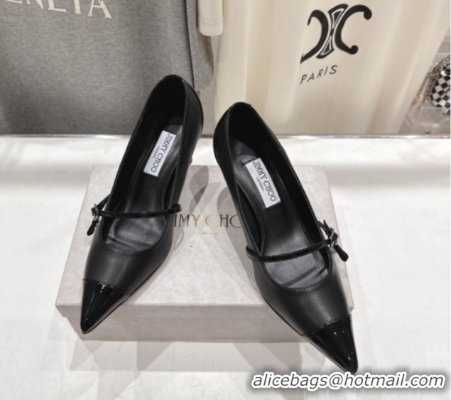 Grade Jimmy Choo Aren Pumps 6.5cm in Lambskin Leather with Pearl Bow Black 1210078