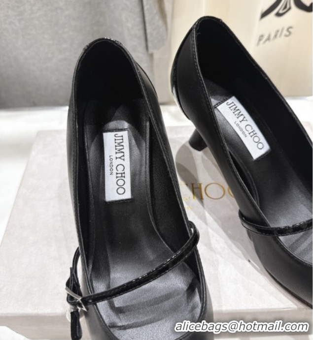 Grade Jimmy Choo Aren Pumps 6.5cm in Lambskin Leather with Pearl Bow Black 1210078