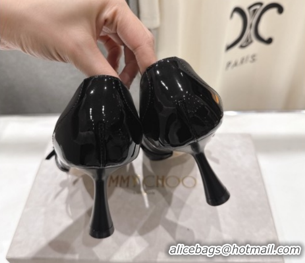 Grade Jimmy Choo Aren Pumps 6.5cm in Lambskin Leather with Pearl Bow Black 1210078