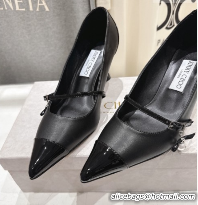 Grade Jimmy Choo Aren Pumps 6.5cm in Lambskin Leather with Pearl Bow Black 1210078