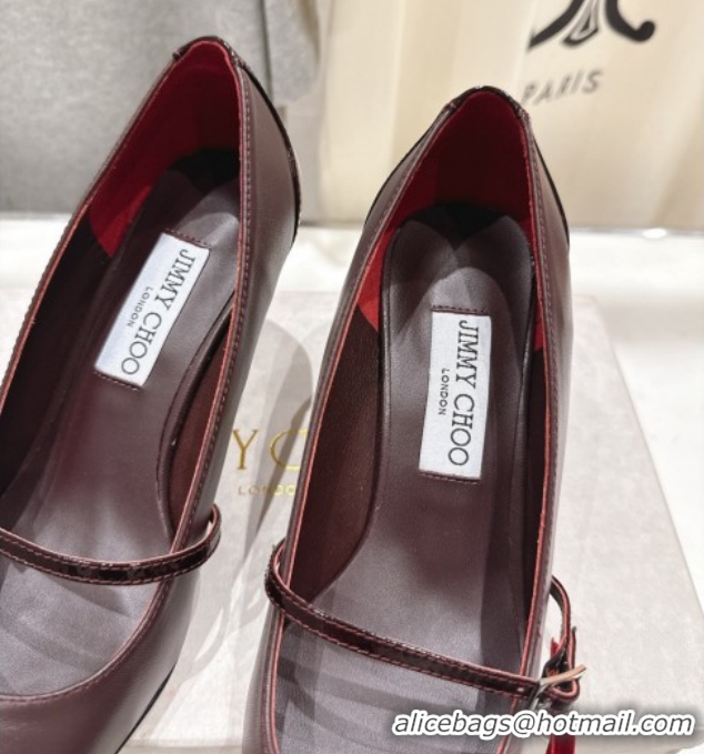 Stylish Jimmy Choo Aren Pumps 6.5cm in Lambskin Leather with Pearl Bow Brown 1210080