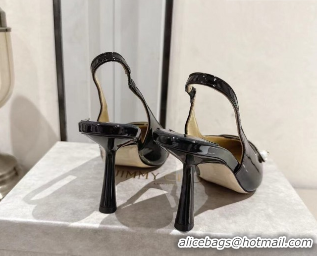 Sumptuous Jimmy Choo Amita Pumps 8.5cm in Patent Leather with Pearl Black 1210085