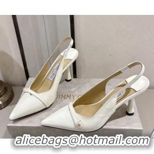 Duplicate Jimmy Choo Amita Pumps 8.5cm in Patent Leather with Pearl White 1210086
