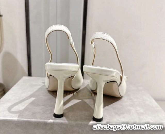 Duplicate Jimmy Choo Amita Pumps 8.5cm in Patent Leather with Pearl White 1210086