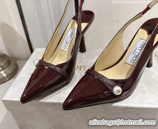 Big Discount Jimmy Choo Amita Pumps 8.5cm in Patent Leather with Pearl Dark Burgundy 1210087