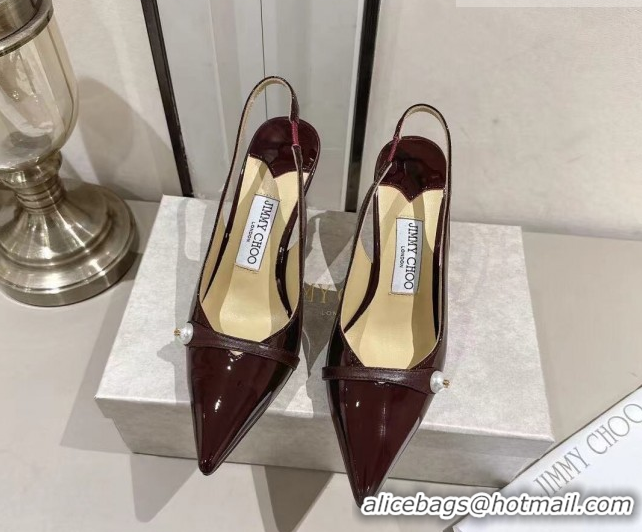 Big Discount Jimmy Choo Amita Pumps 8.5cm in Patent Leather with Pearl Dark Burgundy 1210087