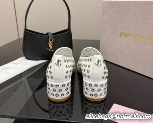Buy Luxury Jimmy Choo Eliot Slippers 4.5cm in Nappa Leather with Eyelets White 1210088