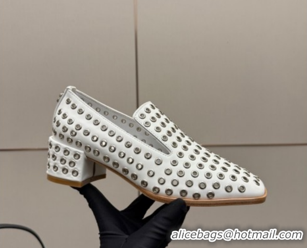 Buy Luxury Jimmy Choo Eliot Slippers 4.5cm in Nappa Leather with Eyelets White 1210088