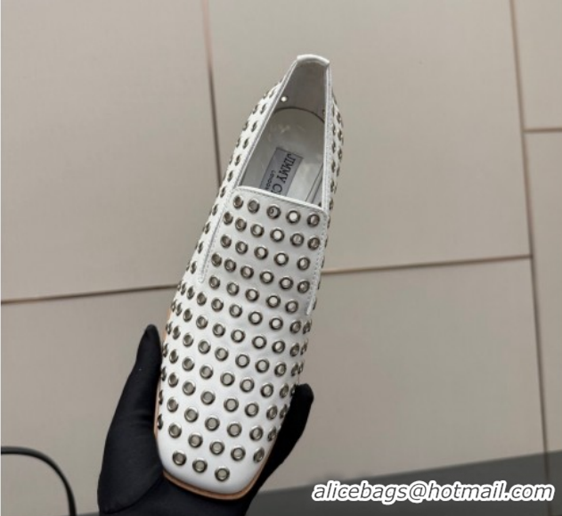 Buy Luxury Jimmy Choo Eliot Slippers 4.5cm in Nappa Leather with Eyelets White 1210088