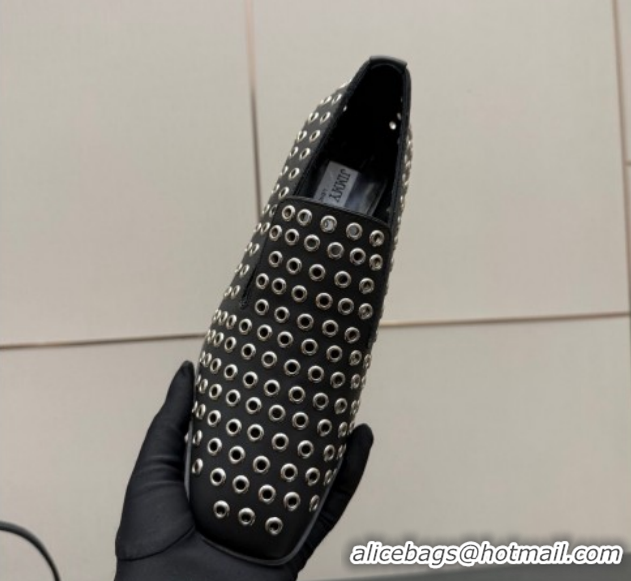 Unique Discount Jimmy Choo Eliot Slippers 4.5cm in Nappa Leather with Eyelets Black 1210089