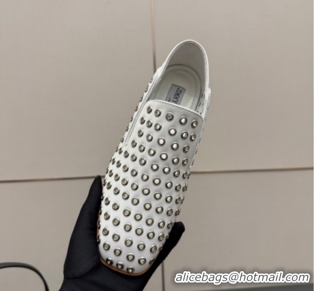 Grade Quality Jimmy Choo Eliot Slippers Flat in Nappa Leather with Eyelets White 1210090