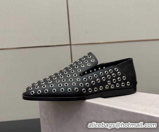 Best Product Jimmy Choo Eliot Slippers Flat in Nappa Leather with Eyelets Black 1210091