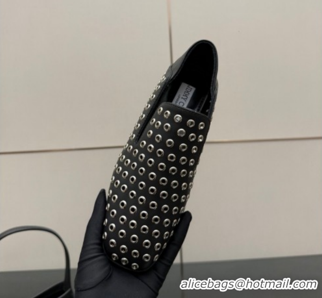 Best Product Jimmy Choo Eliot Slippers Flat in Nappa Leather with Eyelets Black 1210091