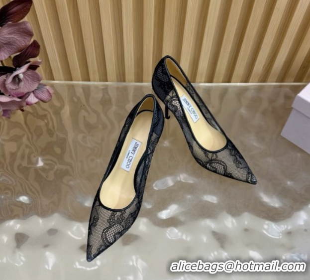 Buy Discount Jimmy Choo Romy Pumps 8.5cm in Lace Mesh Black 1210092