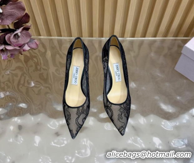 Buy Discount Jimmy Choo Romy Pumps 8.5cm in Lace Mesh Black 1210092