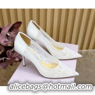 Low Price Jimmy Choo Romy Pumps 8.5cm in Lace Mesh White 1210093