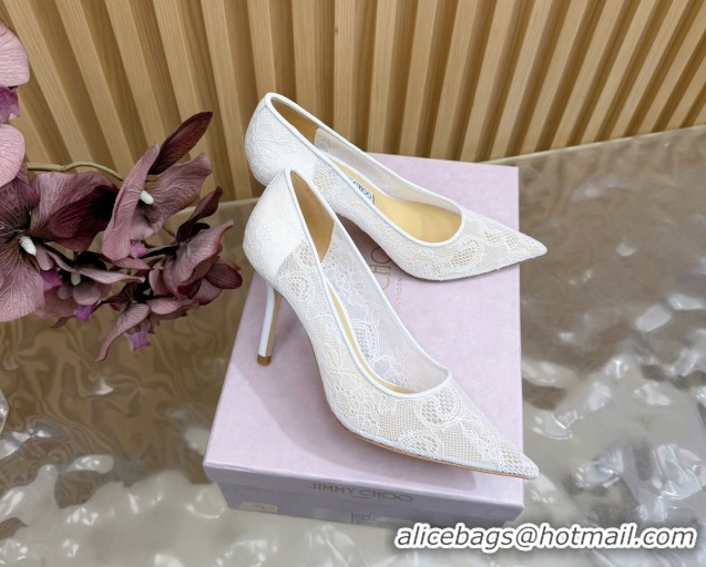 Low Price Jimmy Choo Romy Pumps 8.5cm in Lace Mesh White 1210093