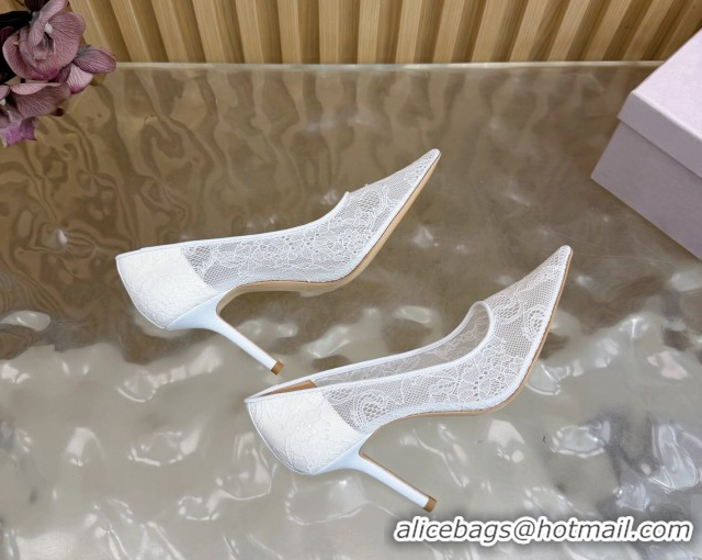 Low Price Jimmy Choo Romy Pumps 8.5cm in Lace Mesh White 1210093