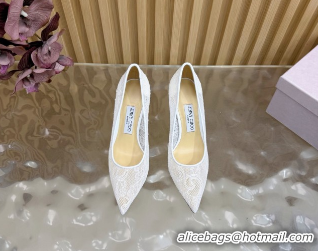 Low Price Jimmy Choo Romy Pumps 8.5cm in Lace Mesh White 1210093