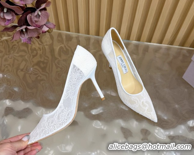 Low Price Jimmy Choo Romy Pumps 8.5cm in Lace Mesh White 1210093