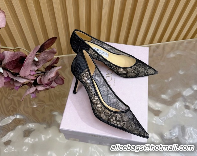 Best Price Jimmy Choo Romy Pumps 6.5cm in Lace Mesh Black 1210096