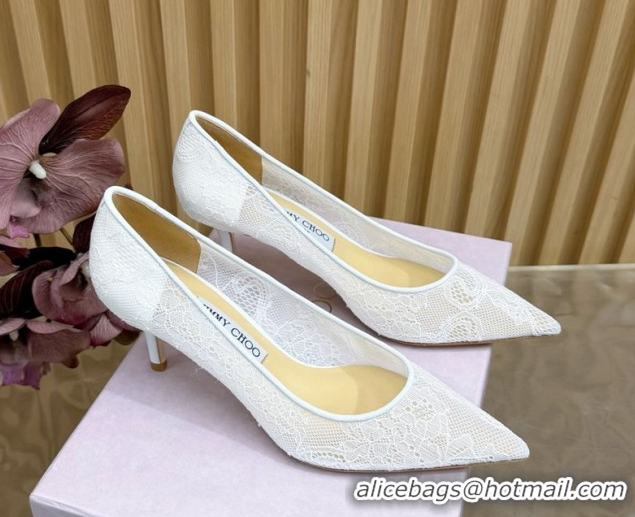 Good Quality Jimmy Choo Romy Pumps 6.5cm in Lace Mesh White 1210097