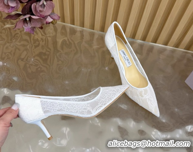 Good Quality Jimmy Choo Romy Pumps 6.5cm in Lace Mesh White 1210097