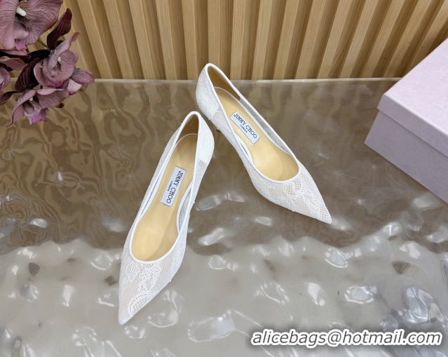 Good Quality Jimmy Choo Romy Pumps 6.5cm in Lace Mesh White 1210097