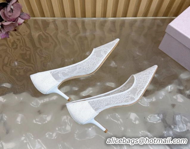 Good Quality Jimmy Choo Romy Pumps 6.5cm in Lace Mesh White 1210097
