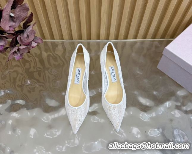 Good Quality Jimmy Choo Romy Pumps 6.5cm in Lace Mesh White 1210097