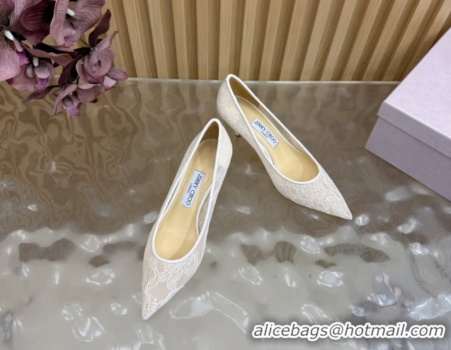 Purchase Jimmy Choo Romy Pumps 6.5cm in Lace Mesh Apricot 1210098