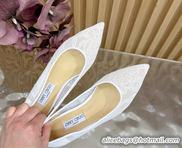 Good Quality Jimmy Choo Romy Ballerinas Flat in Lace Mesh White 1210101