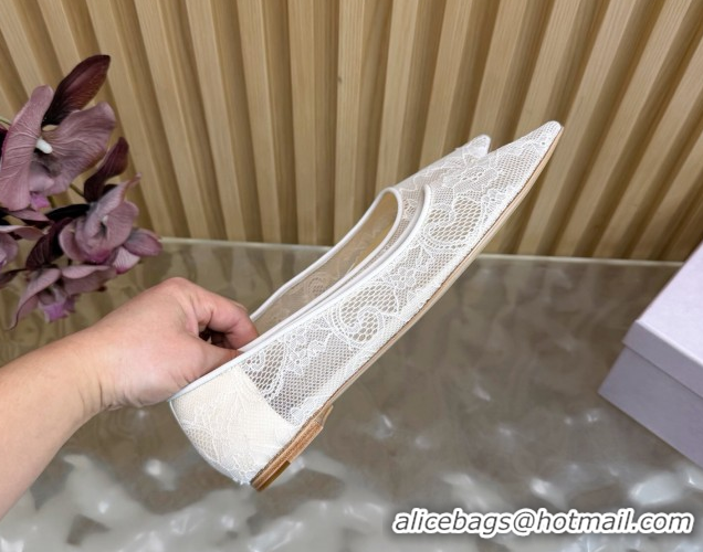 Luxurious Jimmy Choo Romy Ballerinas Flat in Lace Mesh Apricot 1210102