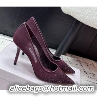 Pretty Style Jimmy Choo Love Pumps 8.5cm in Mesh and Strass Deep Merlot Red +1210103