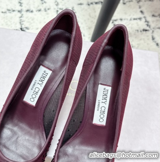 Pretty Style Jimmy Choo Love Pumps 8.5cm in Mesh and Strass Deep Merlot Red +1210103