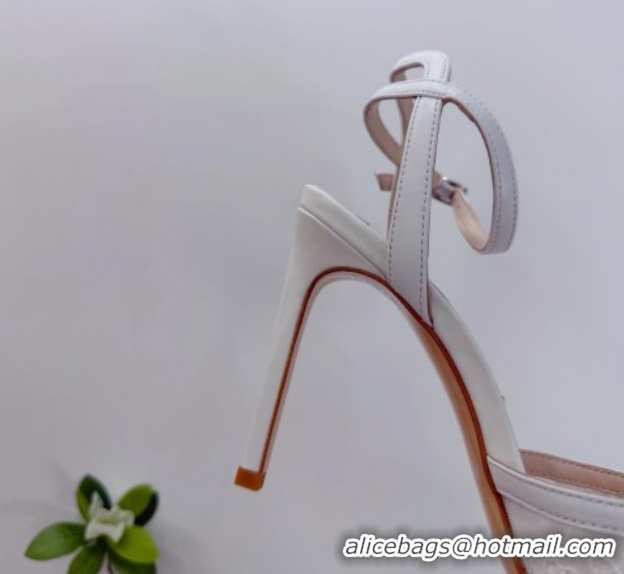 Fashion Jimmy Choo Sacora Heel Sandals 10.5cm in Floral Lace with Pearl White 1210111