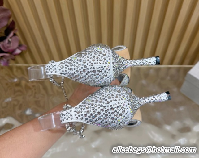Good Looking Jimmy Choo Stevie Pumps 9cm in Suede and Strass with Ankle Strap Silver 1210133 2026