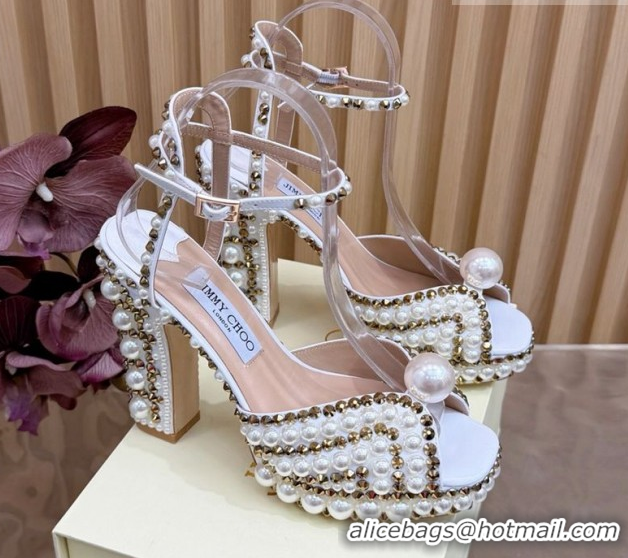 Top Design Jimmy Choo Sacaria Platform Sandals 13cm in Pearls and Strass White 1210134 2026