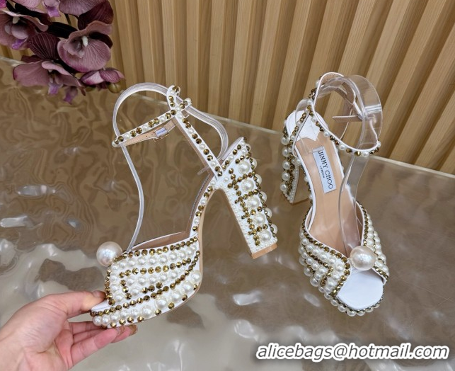Top Design Jimmy Choo Sacaria Platform Sandals 13cm in Pearls and Strass White 1210134 2026