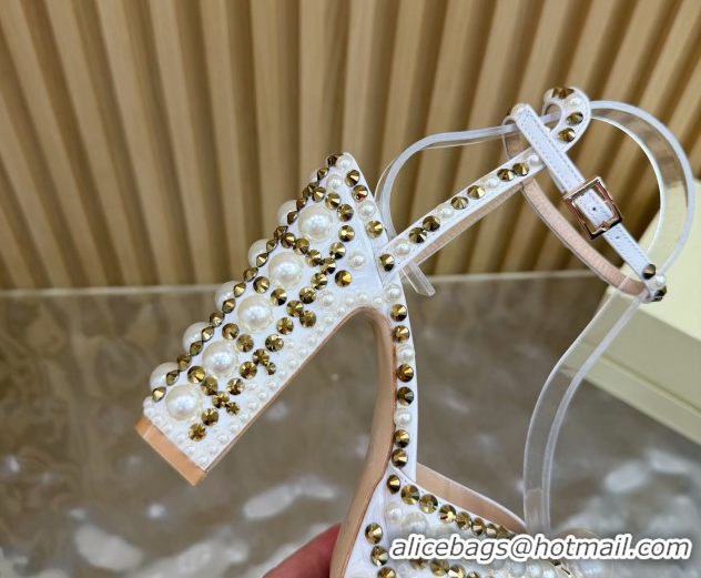 Top Design Jimmy Choo Sacaria Platform Sandals 13cm in Pearls and Strass White 1210134 2026