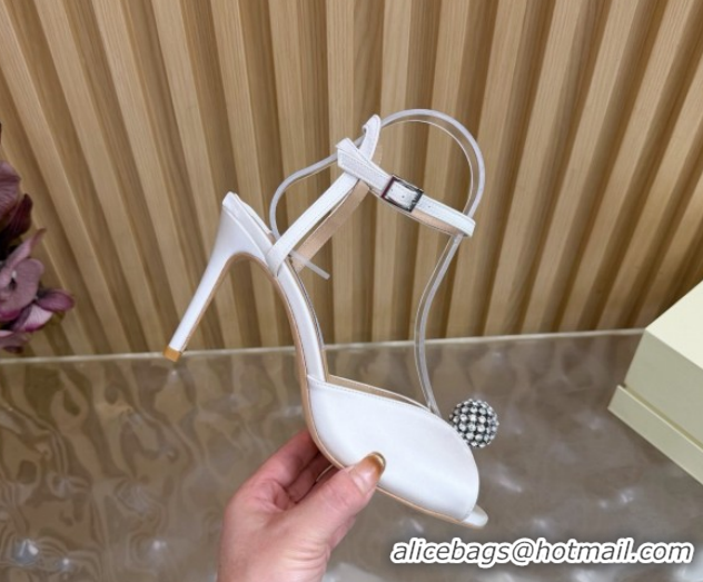Unique Style Jimmy Choo Sacora Heel Sandals 8.5cm with Strass in White Satin 1210142 2026