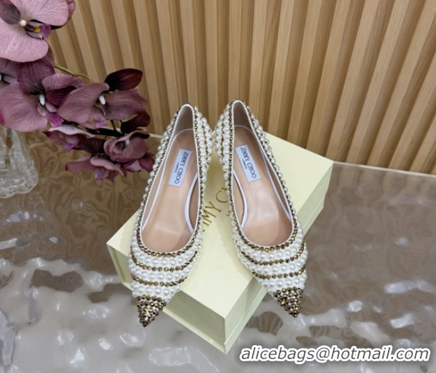 Luxury Cheap Jimmy Choo Ixia Pumps 6.5cm in Strass and Pearls White/Gold 1210143 2026
