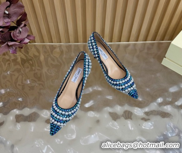 Luxury Jimmy Choo Ixia Pumps 6.5cm in Strass and Pearls White/Blue 1210144 2026