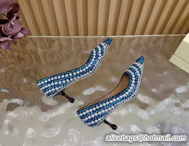 Luxury Jimmy Choo Ixia Pumps 6.5cm in Strass and Pearls White/Blue 1210144 2026