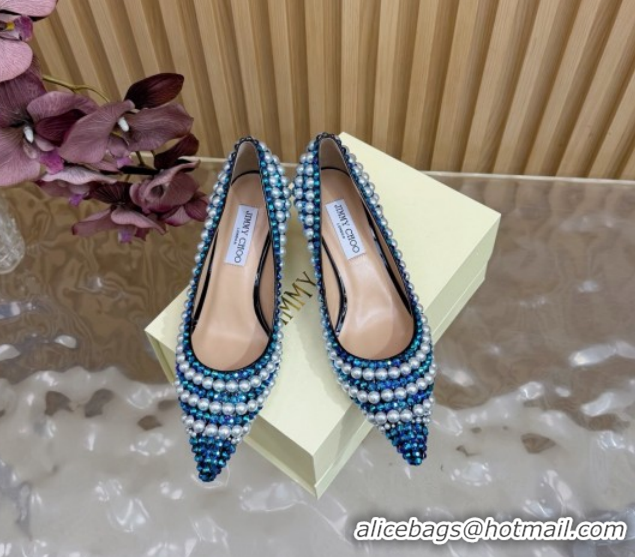 Luxury Jimmy Choo Ixia Pumps 6.5cm in Strass and Pearls White/Blue 1210144 2026
