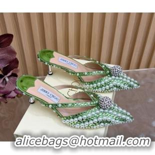 Buy Cheapest Jimmy Choo Siva Heel Mules in Strass and Pearls Green 1210146 2026